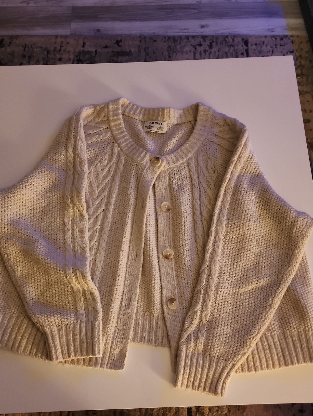 Old Navy Cream Cable Knit Button-Up Cardigan